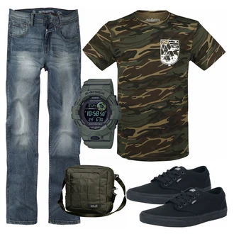 Outfit mit Grün Sportrucksack Jack Wolfskin "EMP style"