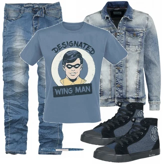 Outfit mit Blau T-Shirt Batman "EMP Style"