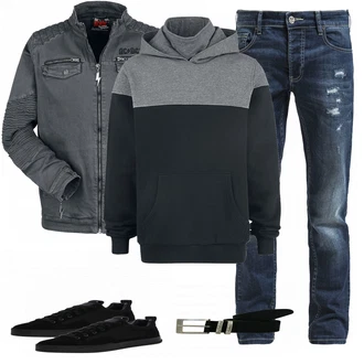 Outfit mit Schwarz Sneaker G-Star Raw "EMP Style"