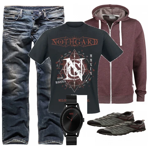 Schwarz Accessoire Uhr Hugo kombinieren