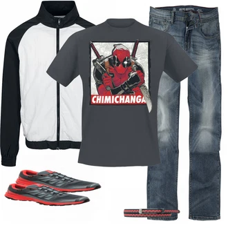 Outfit mit Grau T-Shirt Deadpool "EMP Stylish"