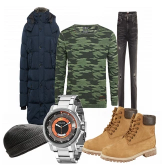 Winter Outfits mit Beige Stiefel Fila "eral"
