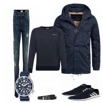 Outfit mit Blau Schuh Sneaker Adidas "Ernst"