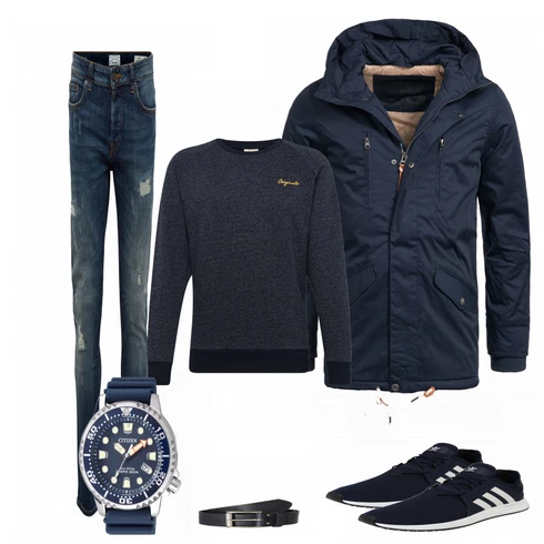 Blau Schuh Sneaker Adidas kombinieren