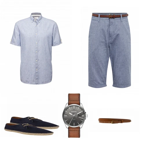 Braun Gürtel Abercrombie & Fitch kombinieren mit Blau Sommer Schuh Espadrij L´originale