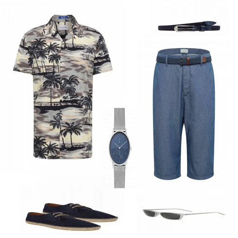 Grau Uhr Skagen kombinieren mit Blau Sommer Schuh Espadrij L´originale