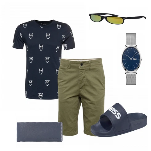 Grau Portemonnaie Picard kombinieren mit Blau T-Shirt KnowledgeCotton Apparel