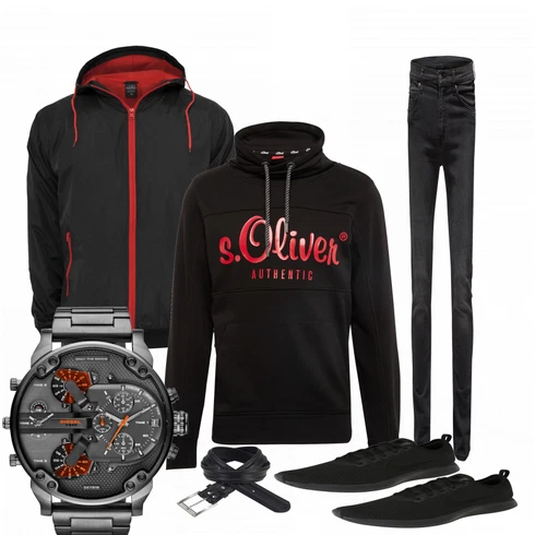 Schwarz Sommerjacke Urban Classics kombinieren mit Schwarz Gürtel