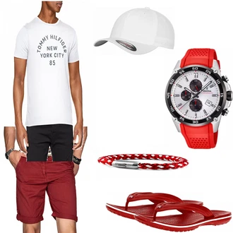 Outfit mit Rot Trachtenmode Crocs "Festint"