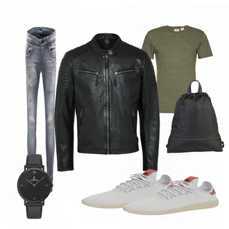 Outfit mit Schwarz Lederjacke Gipsy "finischer"