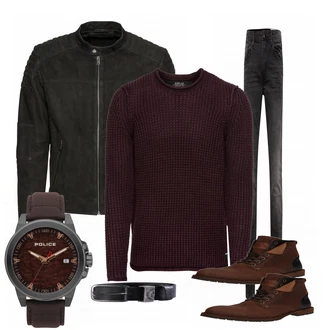 Outfit mit Schwarz Gürtel Diesel "Finn"