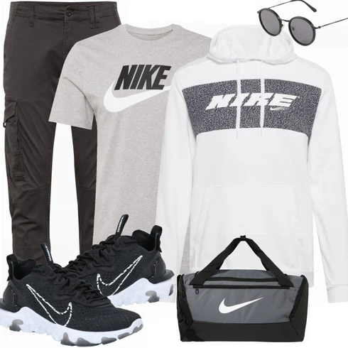 Schwarz/Grau Tasche Nike kombinieren