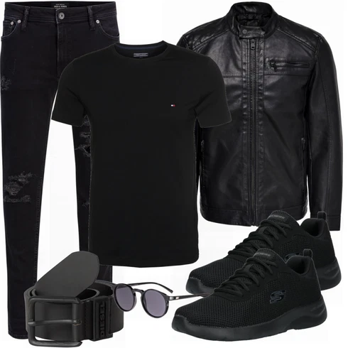 Schwarz Lederjacke Only & Sons kombinieren