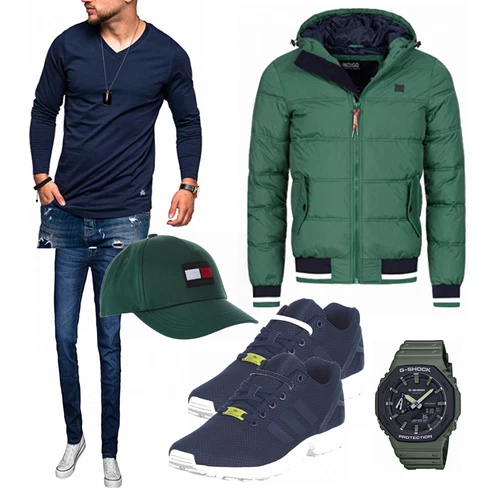 Türkis Winter Parka/Regenjacke Indicode Jeans kombinieren mit Blau Hose Jack & Jones