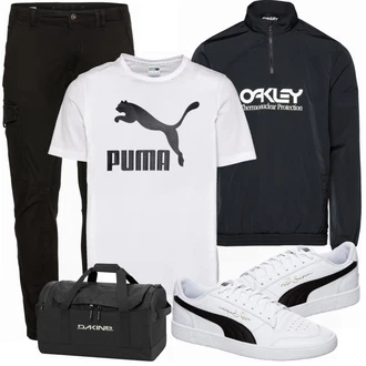 Outfit mit Schwarz Reisetasche Dakine "Freizeit Outfit"