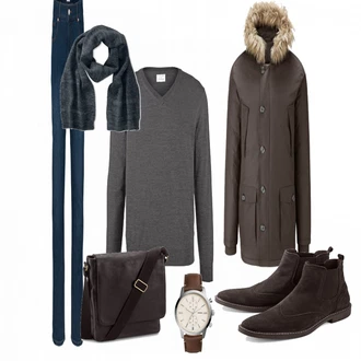 Outfit mit Grau Strickjacke Tchibo "Freizeit Outfit"