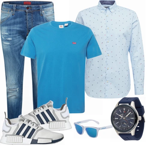 Weiß/Blau Hose Jack & Jones kombinieren