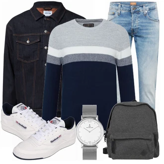 Outfit mit Grau Sneaker Reebok Classic "Freizeit Outfit"
