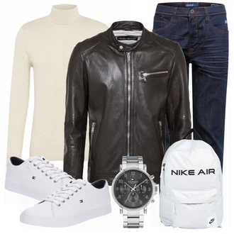 Outfit mit Schwarz Lederjacke Freaky Nation "Freizeit Outfit"