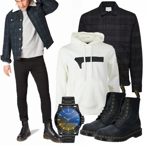 Blau Stiefel Dr. Martens kombinieren