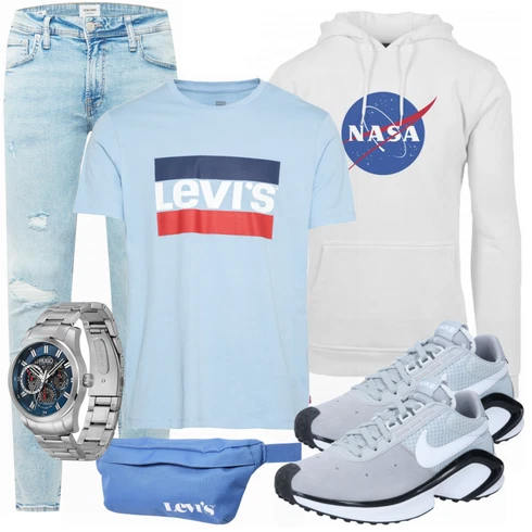 Weiß/Grau/Blau Hose Jack & Jones kombinieren