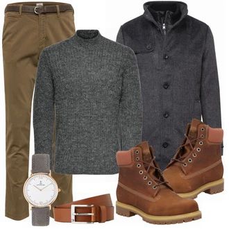 Outfit mit Grau/Schwarz Strickjacke Only & Sons "Freizeit Outfit"