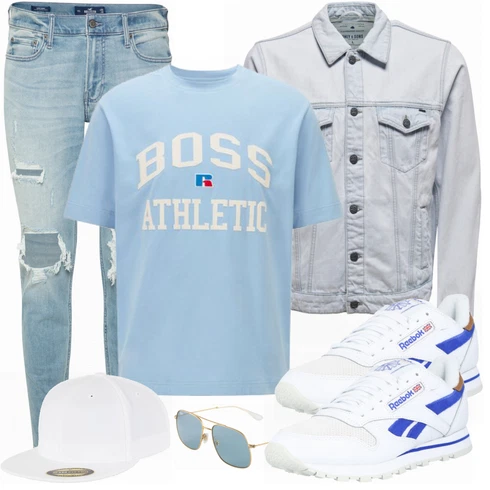 Grau/Weiß SommerJacke Only & Sons kombinieren mit Grau Jeans Hollister