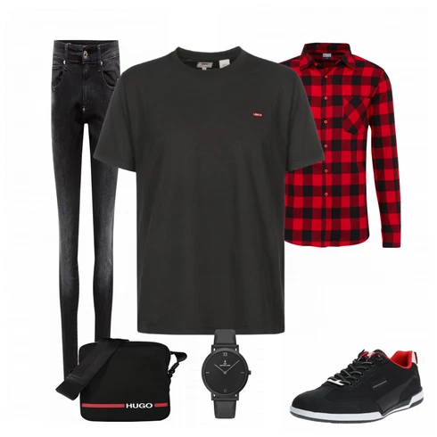 Rot Casual Hemd Urban Classics kombinieren