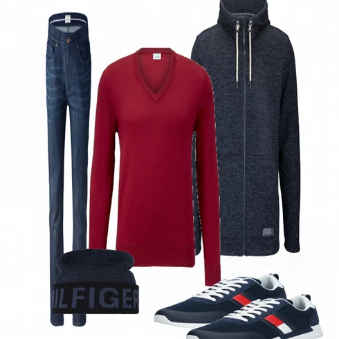Lila Strickjacke Tchibo kombinieren