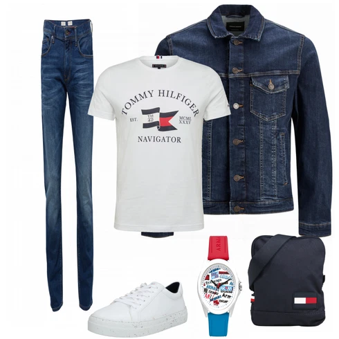 Blau Hose Große Größe Tommy Hilfiger kombinieren mit Grau Schuh Sneaker Tommy Hilfiger