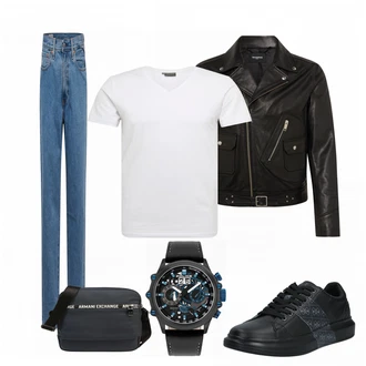 Outfit mit Blau Schuh Sneaker Guess "Freizeit Outfit"