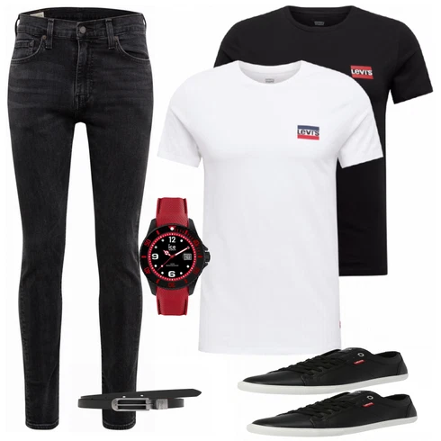 Schwarz Casual T-Shirt levi's kombinieren