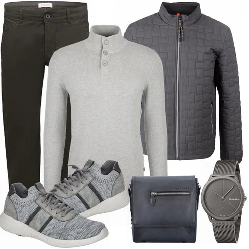 Grau Sneaker/Leder Sneaker Rieker kombinieren