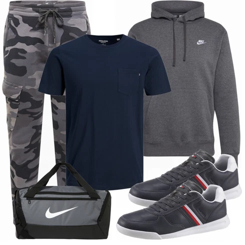 Schwarz/Grau Tasche Nike kombinieren