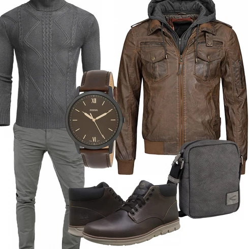 Grau Hose/Jacke Winter Parka COOFANDY kombinieren