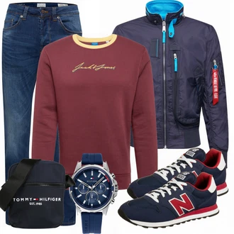 Outfit mit Schwarz Sneaker/Leder Sneaker New Balance "Freizeit Outfit"
