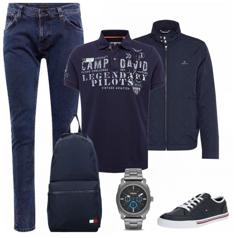Blau Rucksack Tommy Hilfiger kombinieren