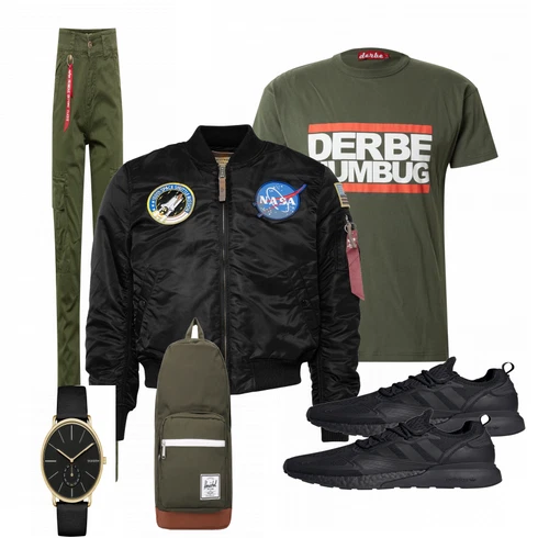 Blau Hose Alpha Industries kombinieren mit Schwarz Sommerjacke Alpha Industries