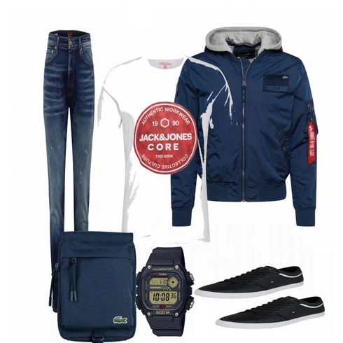 Blau/Schwarz Sommerjacke Alpha Industries kombinieren
