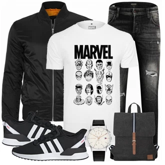 Outfit mit Schwarz Schuh Sneaker Adidas Originals "Freizeit Outfit"