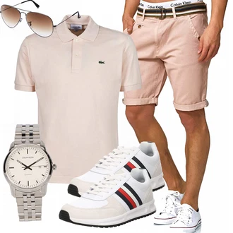Outfit mit Grau/Rosa/Beige/Blau Lacoste "Freizeit Outfit"