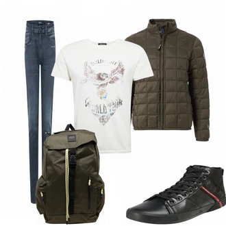 Outfit mit Blau Sneaker Replay "Freizeit Outfit"