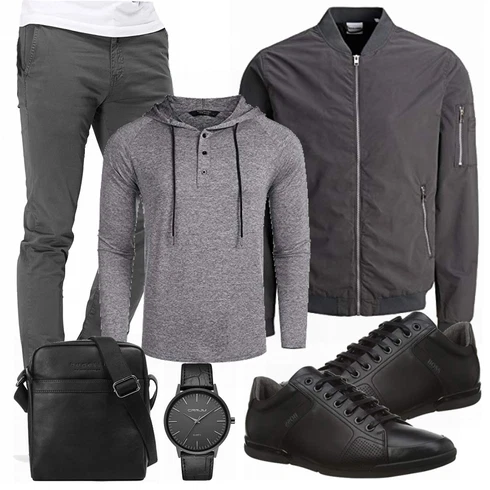 Grau Jacke Winter Parka COOFANDY kombinieren