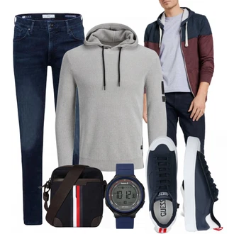 Outfit mit Blau Schuh Sneaker Guess "Freizeit Outfit"