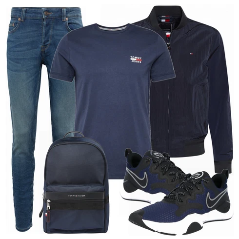 Blau T-Shirt Tommy Jeans kombinieren