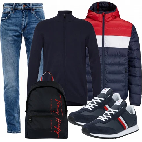 Blau Rucksack Tommy Hilfiger kombinieren
