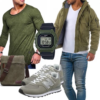 Outfit mit Grün Winter Parka Young&Rich "Freizeit Outfit"