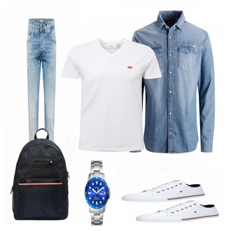 Outfit mit Weiß Sneaker Tommy Hilfiger "Freizet Outfit"