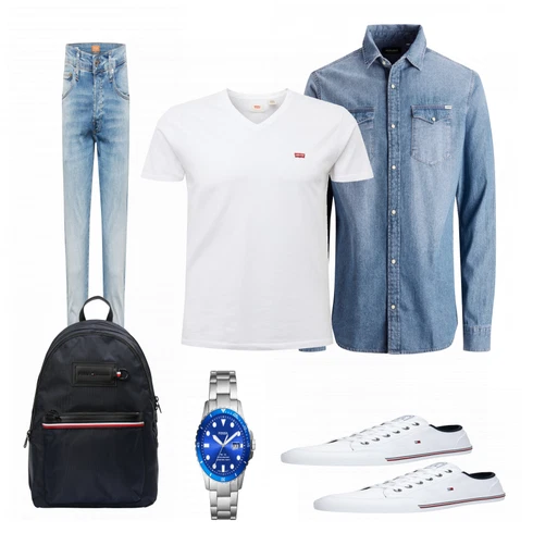 Blau Rucksack Tommy Hilfiger kombinieren