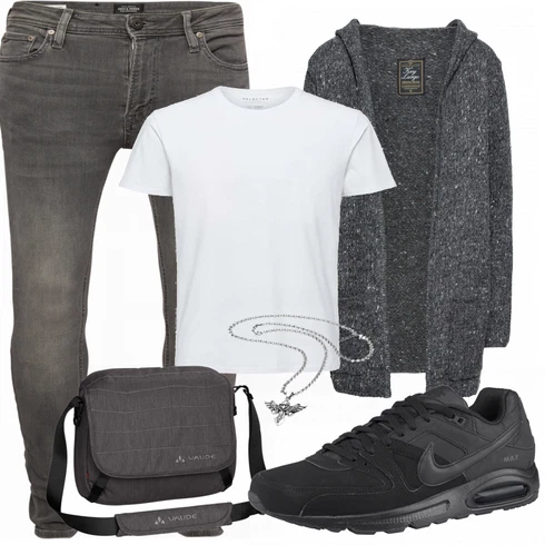 Schwarz/Grau Strickjacke Key Largo kombinieren